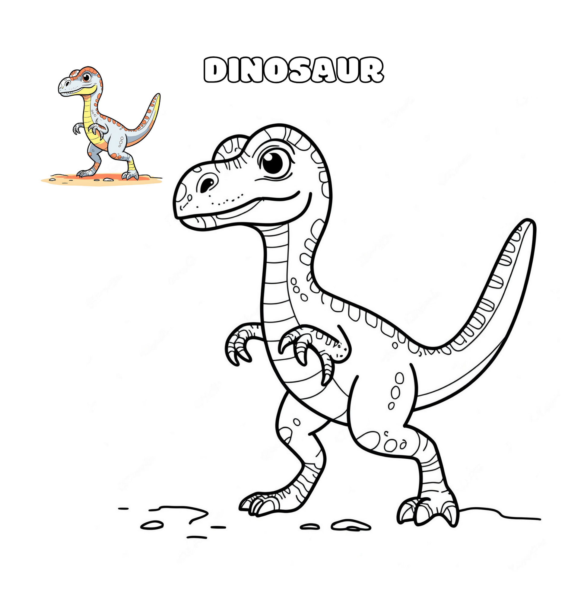 Dinosaur coloring page for young artists from animal-themed book for children
