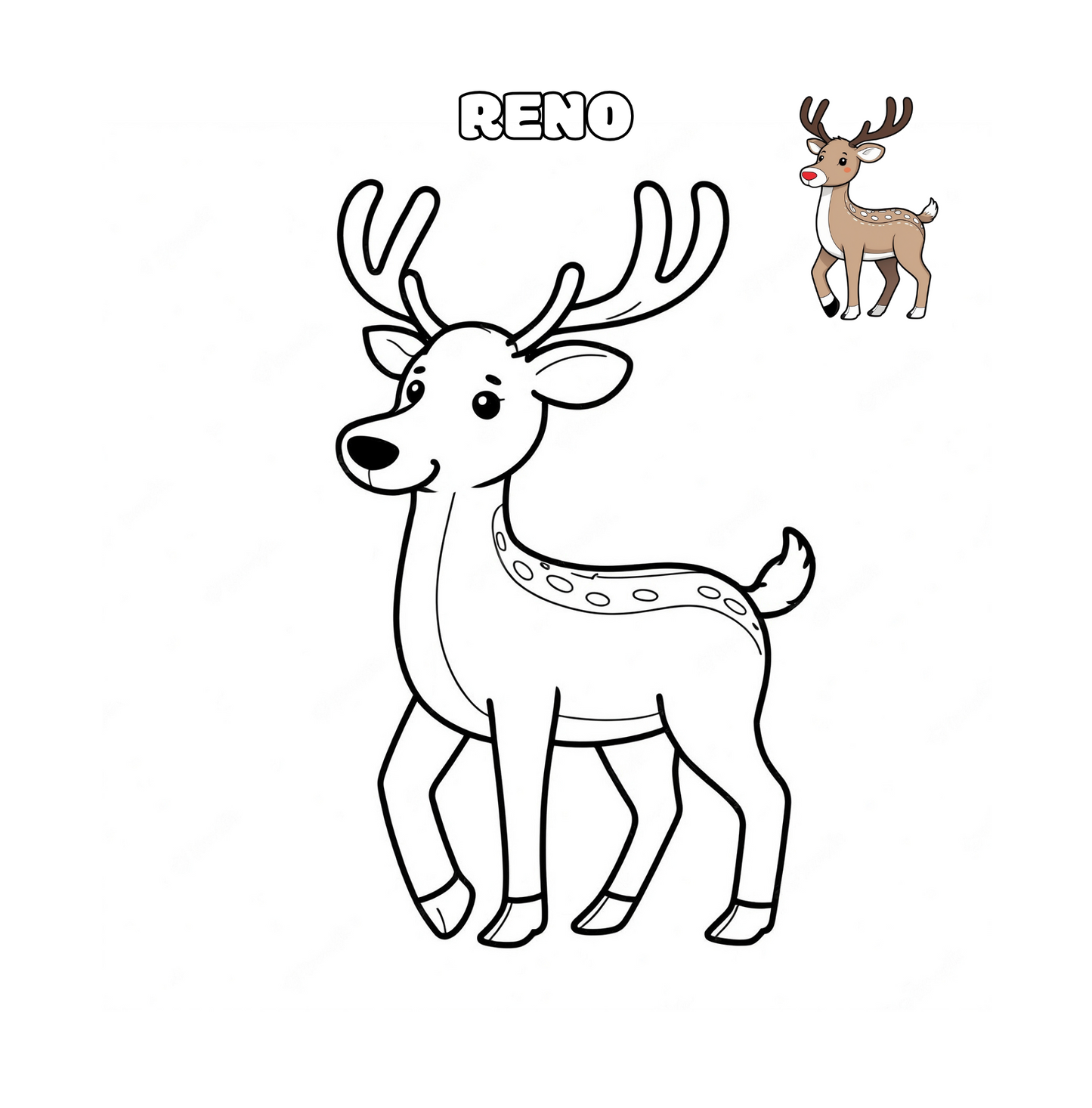 Dibujo de reno navideño para colorear – libro para niños